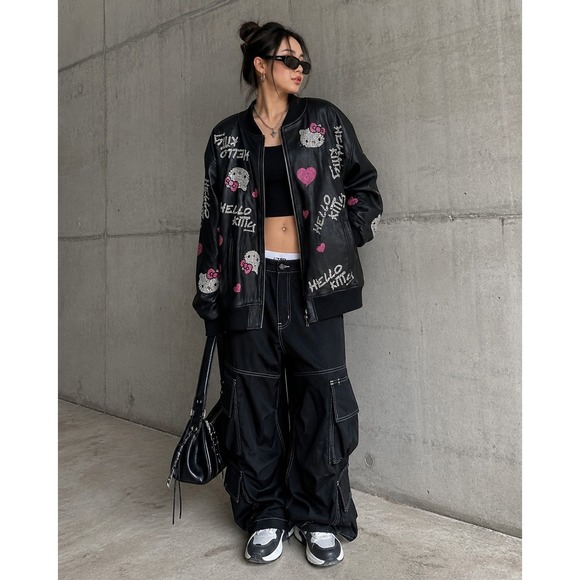 Forever 21 Jackets & Blazers - FOREVER 21 x Hello kitty Rhinestone Bomber Jacket‎ Large Deadstock NWT New D50